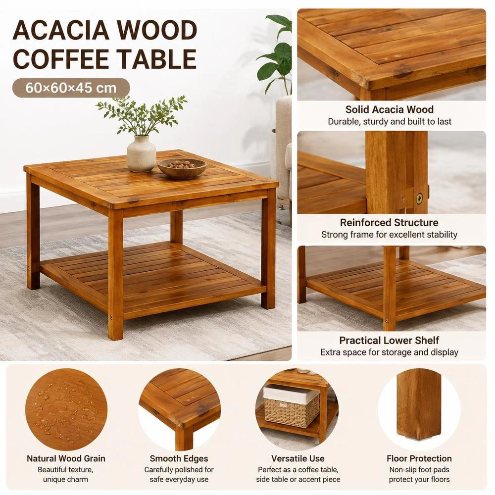Coffee Table 60x60x45 Cm Solid Acacia Wood