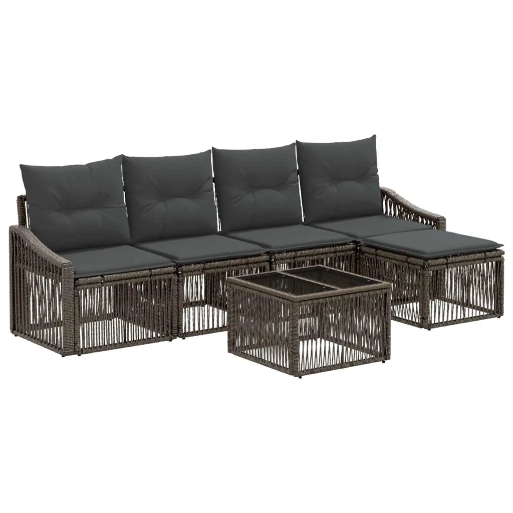 Set Divano da Giardino 6 pz Grigio polyrattan 3435995