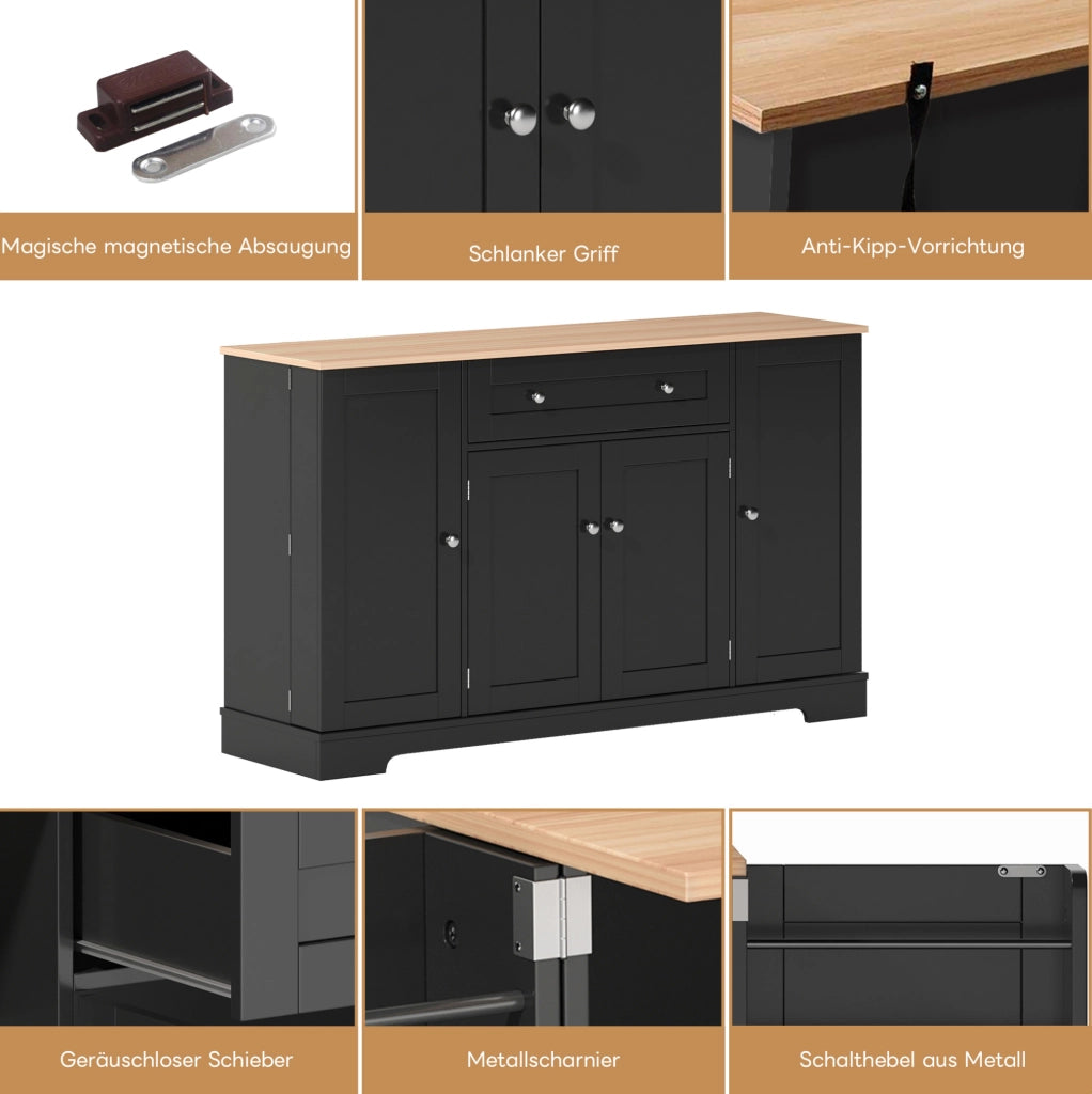 Credenza moderna nera in MDF con cassetto e ripiani regolabili