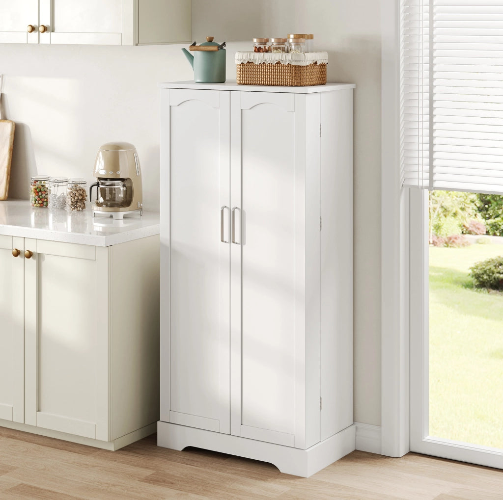 Credenza da cucina bianca con LED USB e ripiani regolabili