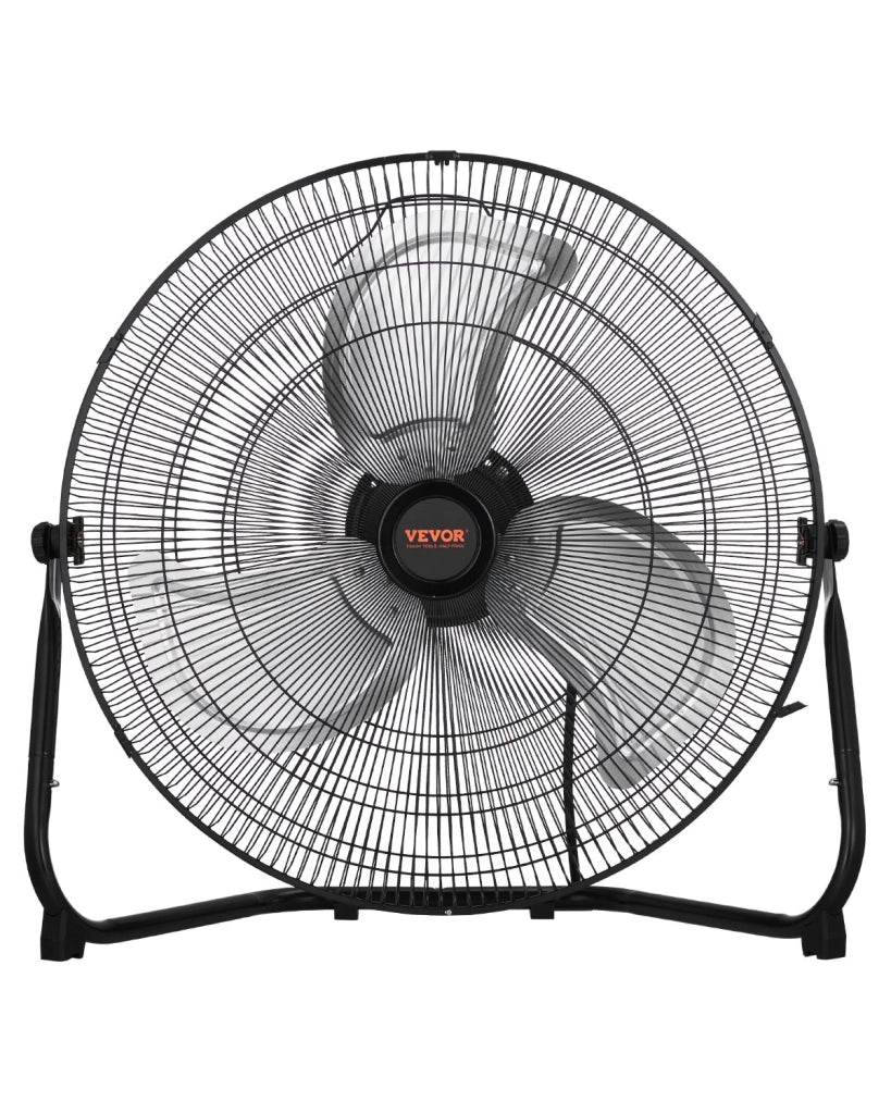 Ventilatore da Pavimento, 3 Velocità, Ventilatore Industriale ad Alta Velocità da 508 mm 135,92 m³/min Inclinazione Regolabile a 360° per Casa, Garage
