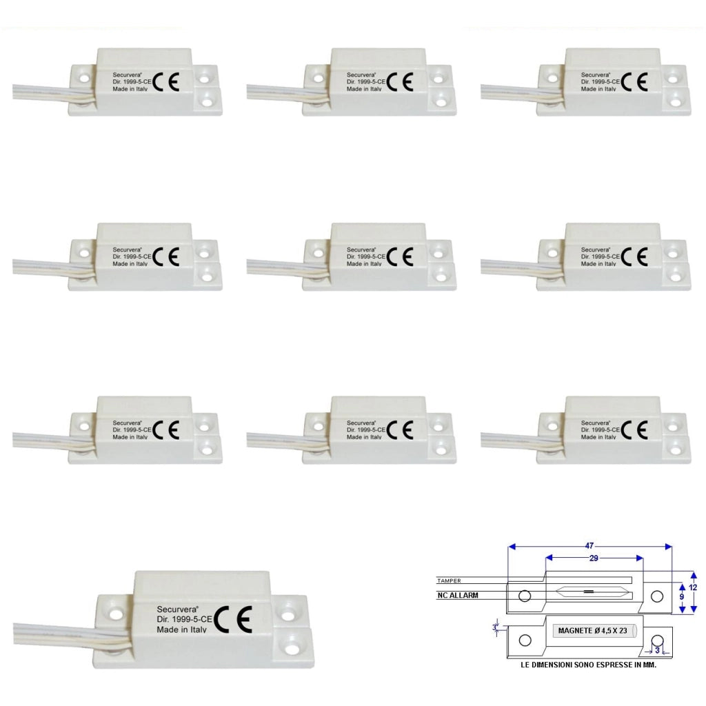 10 CONTATTI MAGNETICI NC A MATTONCINO DA ESTERNO Securvera ST-405XCMABTE