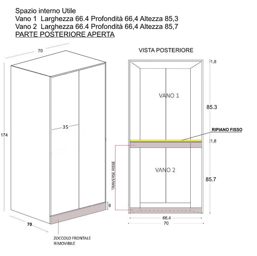 Porta lavatrice e asciugatrice a 2 ante - Olmo bianco