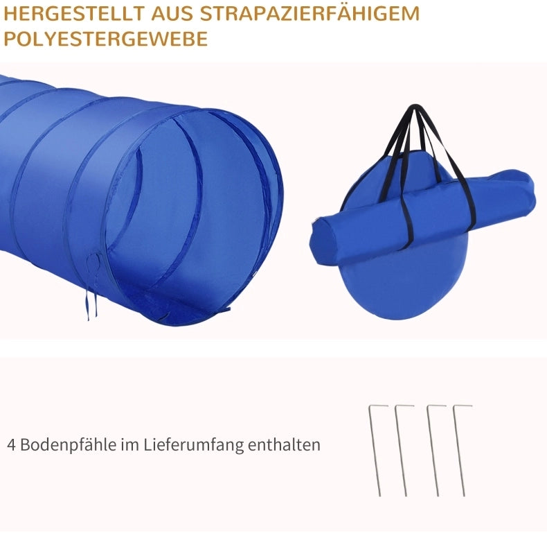 SET AGILITY per cane con tunnel, ostacoli e slalom, giallo, poliestere