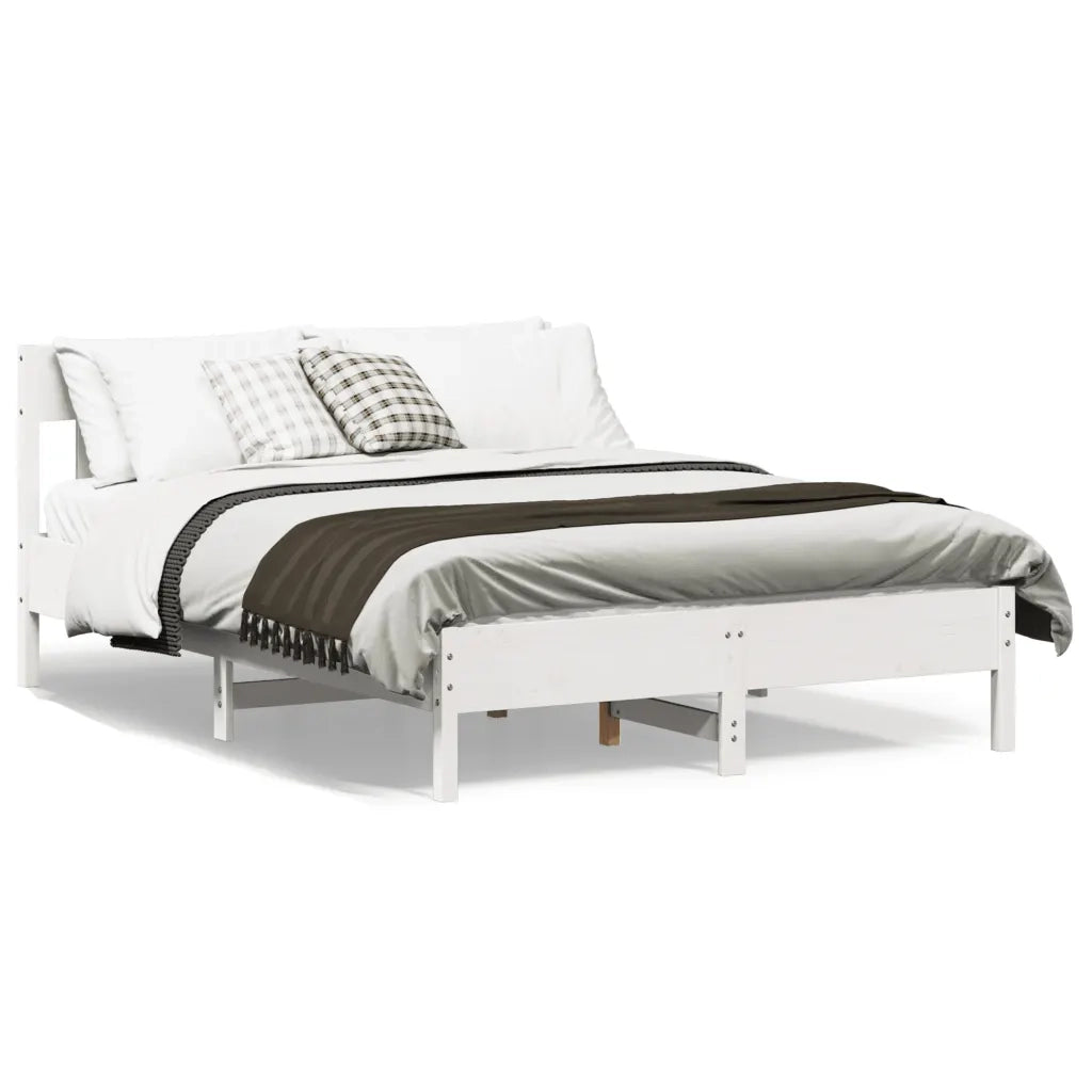 Letto senza Materasso-Struttura Letto Bianco 135x190 cm Legno Massello di Pino 647774