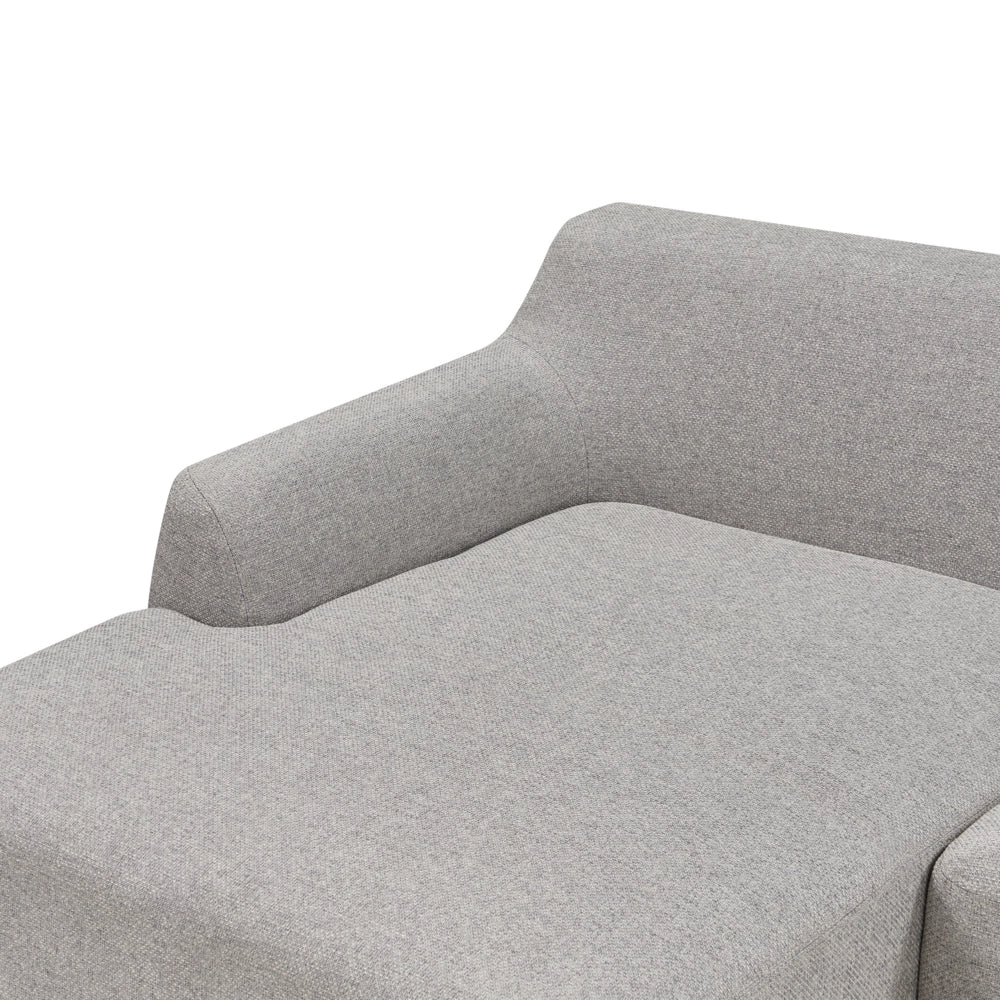 Divano angolare a destra Tessuto poliestere grigio Gambe di legno Soggiorno elegante