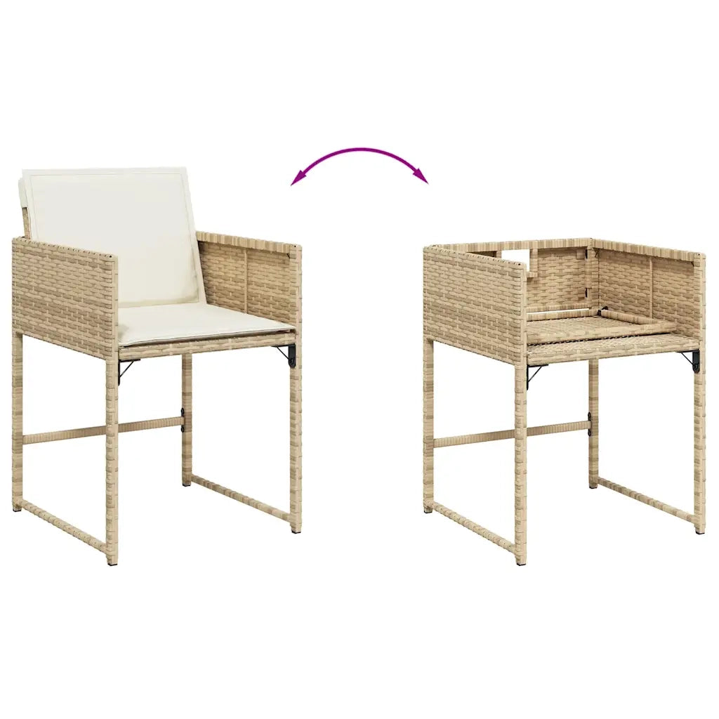 Set da Pranzo da Giardino 9 pz | Set Salotto da Giardino con Cuscini Beige in Polyrattan