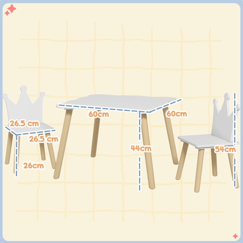 Set Tavolo e 2 Sedie per Bambini ¨C Minimal ¨C Bianco