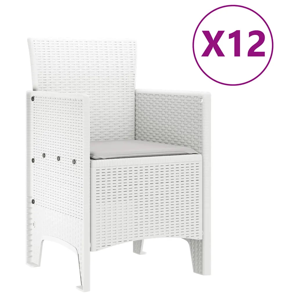 Set da Pranzo per Giardino 13 pcs Bianco e Grigio chiaro