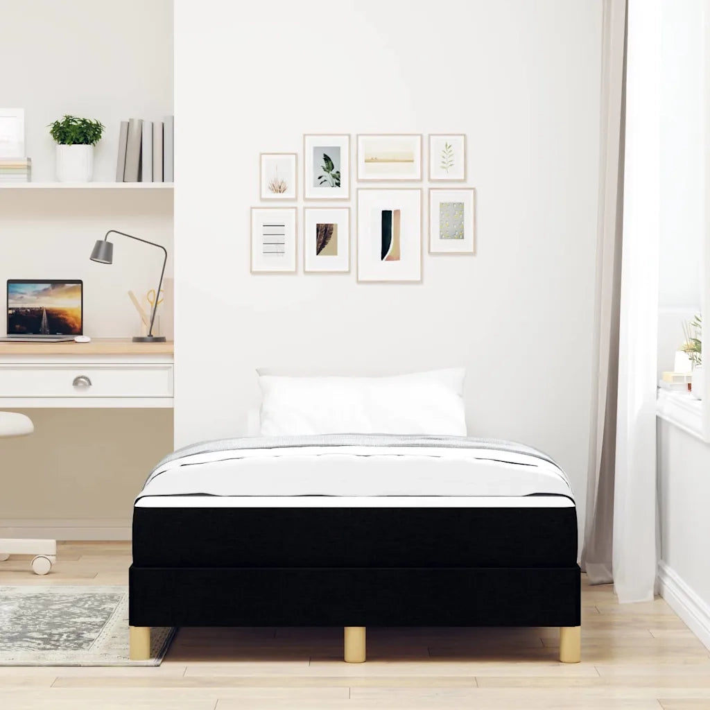 Letto a molle con materasso Nero 120 x 190 cm Tessuto