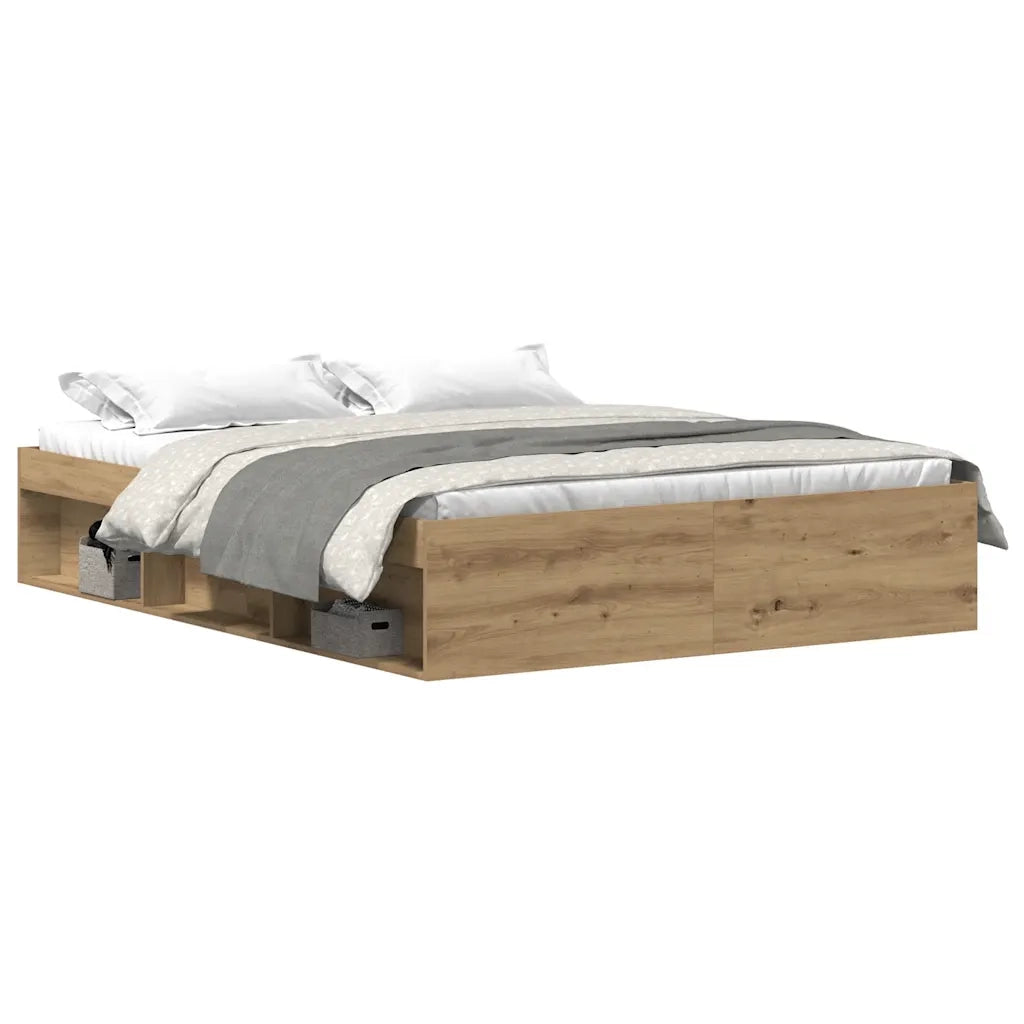Letto matrimoniale | Letto per adulti | Giroletto senza Materasso Rovere Artigianale 150x200cm
