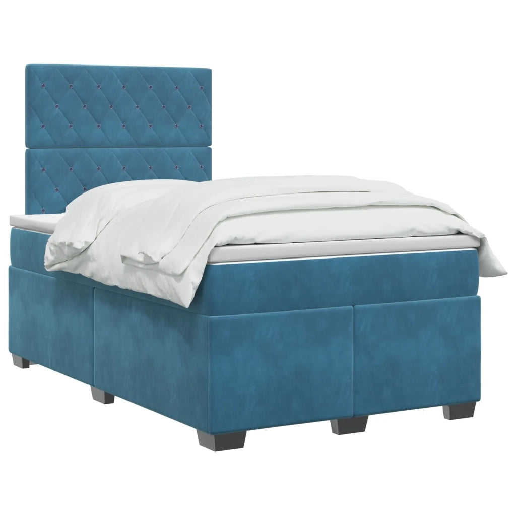 Letto box spring con materasso Blu 120 x 190 cm Velluto 3455064