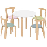 Set tavolo e sedie per bambini 5 pezzi, legno massello leggero, multicolore
