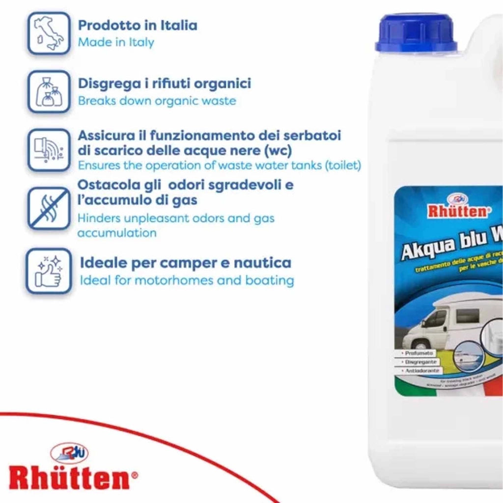Rhutten Disgregante WC Camper Akqua Blu 5 L per Acque Nere