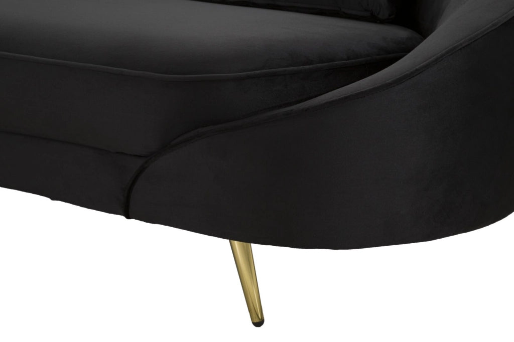 Divano 3 Posti Oslo con Cuscini Nero 185x84x68 cm in Eucalipto e Spugna e Poliestere e Metallo