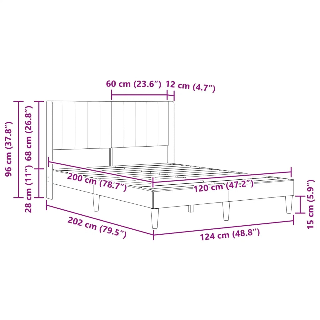 Letto matrimoniale | Letto per adulti | Struttura del letto con testiera Nero 120 x 200 cm Velluto