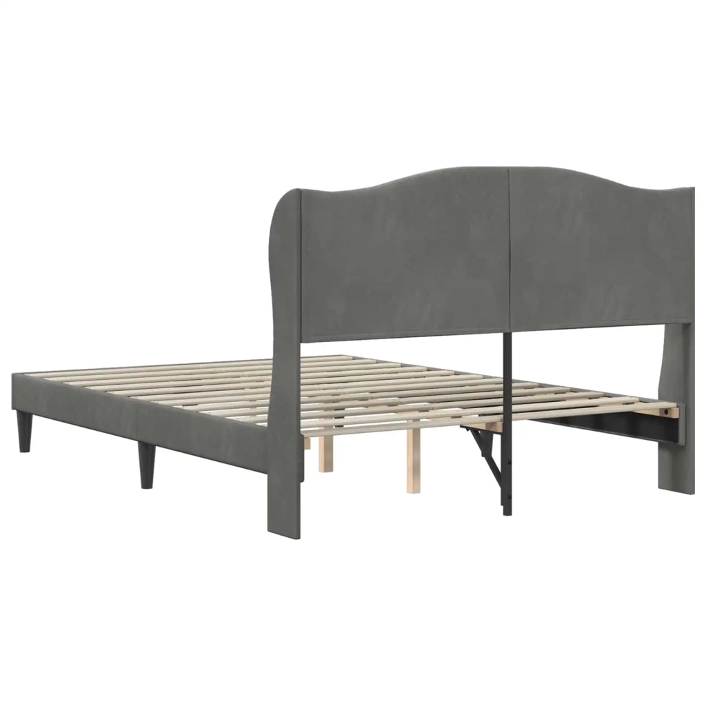 Letto matrimoniale | Letto per adulti | Struttura del letto Grigio Scuro 160 x 200 cm Velluto