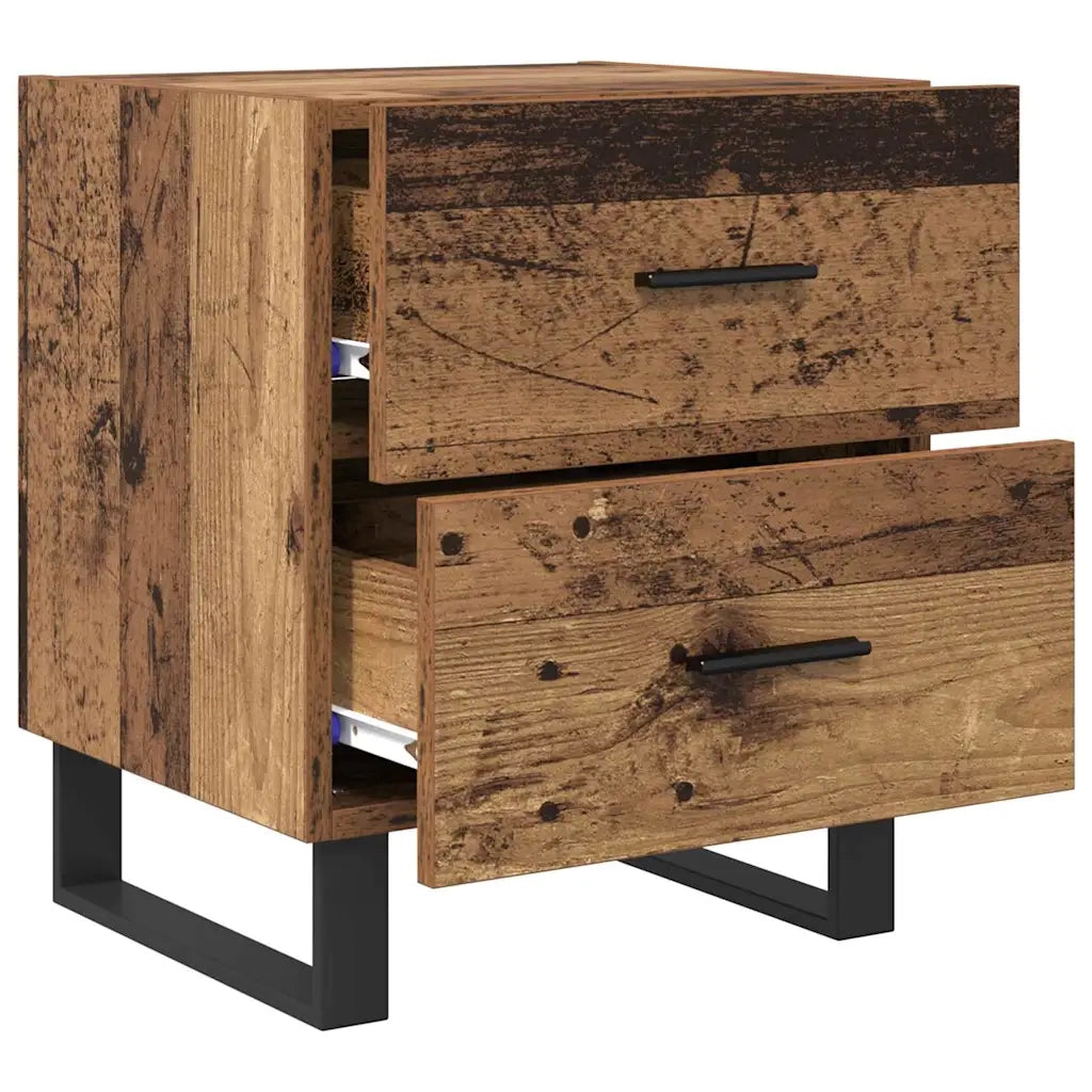 Armadio da Notte 2 pcs Legno Antico e Nero 40 x 35 x 47,5 cm 884067