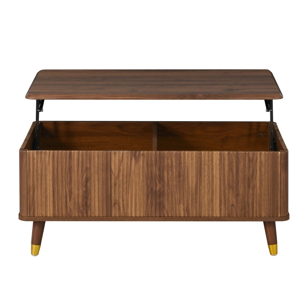 Tavolino da salotto - Tavolino d'appoggio - Altezza regolabile - Piano allungabile - Mobile multifunzione per soggiorno - Vani contenitori nascosti - Finitura color noce