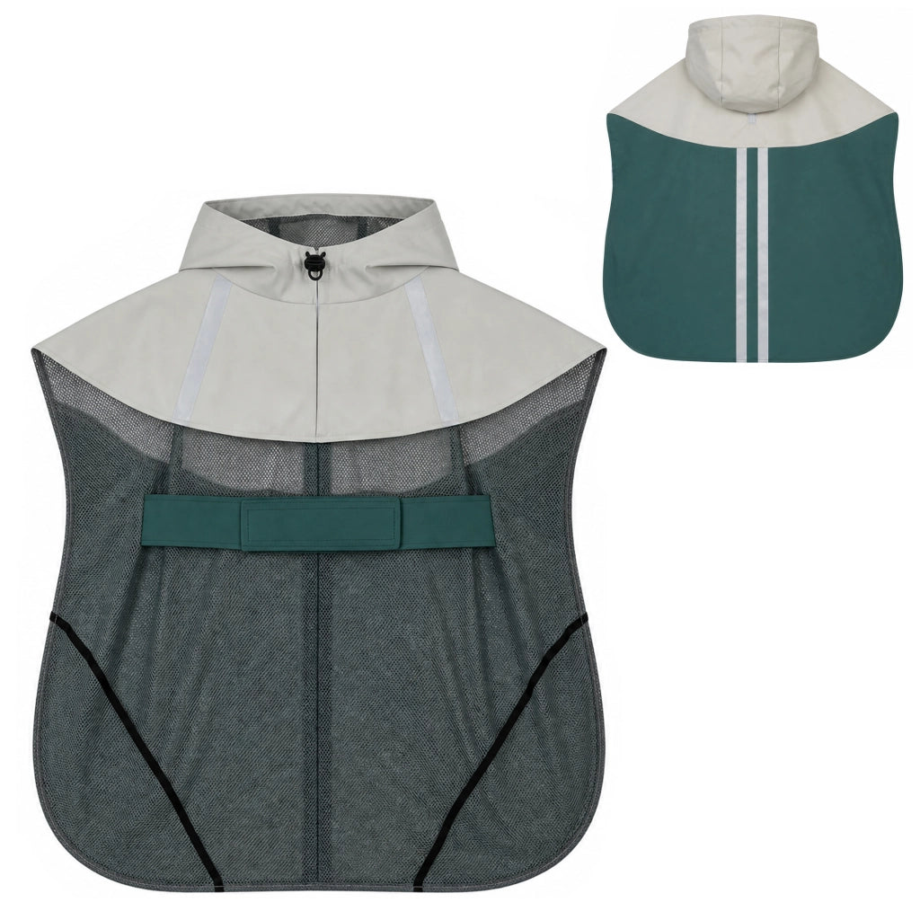 Impermeabile per Cani con Cappuccio Foro per Guinzaglio e Strisce Riflettenti per Cani di Taglia Grande Verde