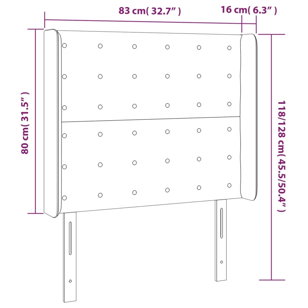 Testiera | Testata a LED rosa 83x16x118/128 cm in Velluto