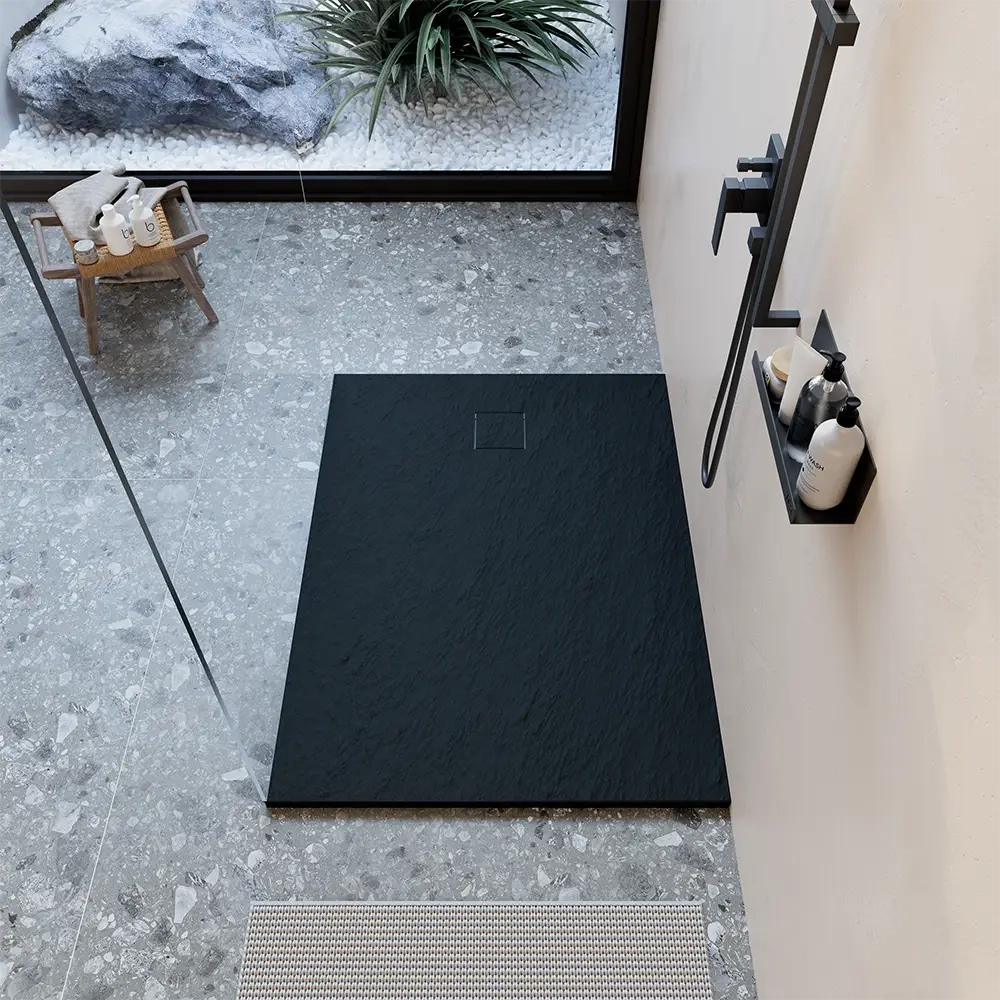 Piatto doccia 90x110 cm colore nero effetto pietra | Samos