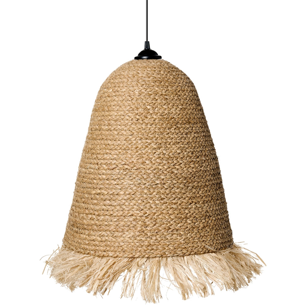 Lampada a sospensione in giacinto d'acqua naturale e fibra di banano intrecciata in stile bohémien, fatta a mano
