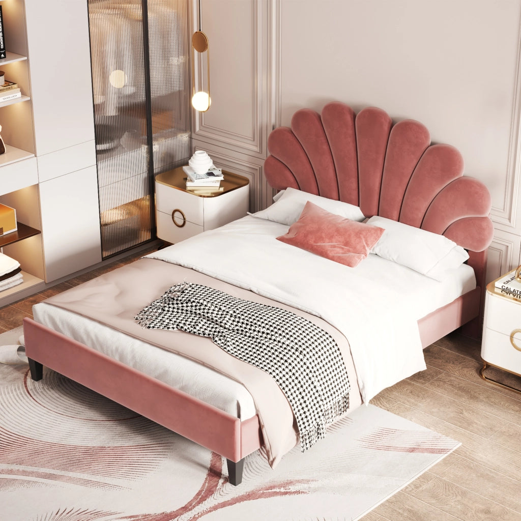 Letto Imbottito Matrimoniale con Testiera ¨C MINIMAL ¨C Velluto Rosso 140x200