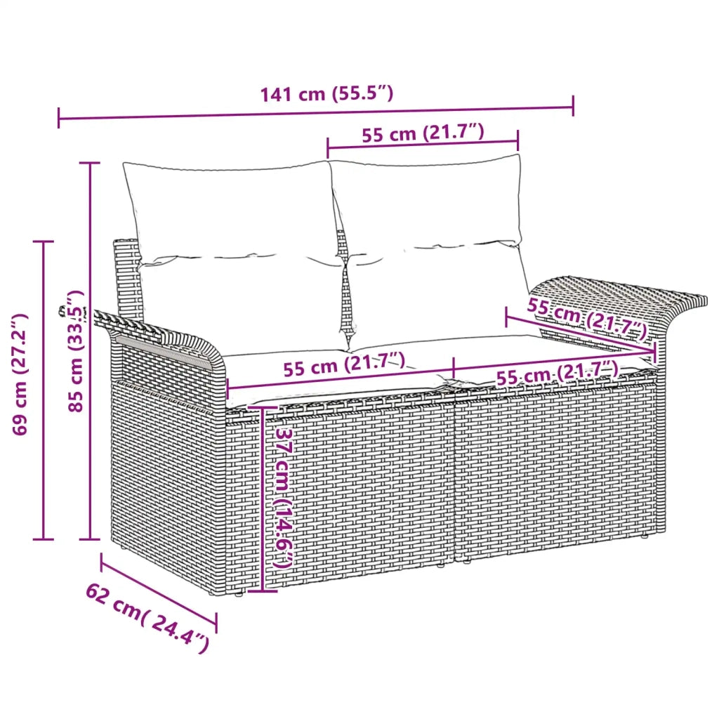 Set Divano da Giardino con cuscino 5 pcs Grigio polyrattan 3345325
