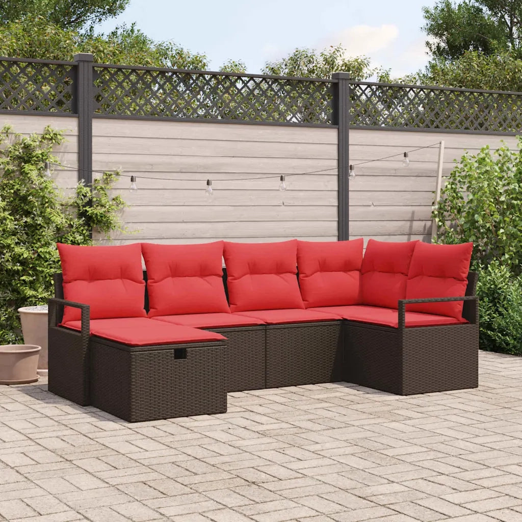 Set di divani con cuscino Marrone e Rosso polyrattan 3359183