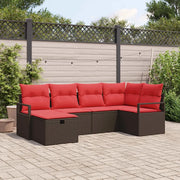 Set di divani con cuscino Marrone e Rosso polyrattan 3359183