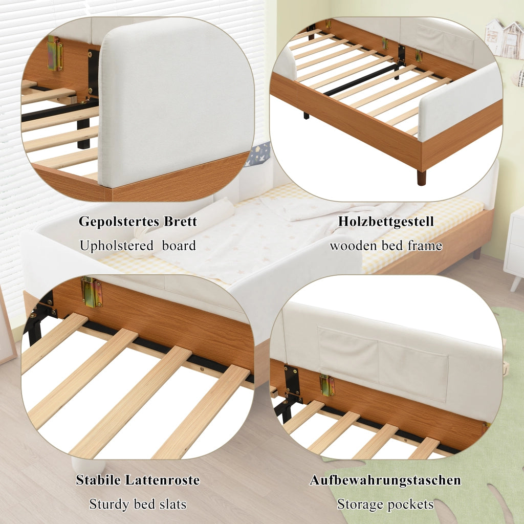 Letto imbottito funzione contenitore velluto bianco 90x200 cm