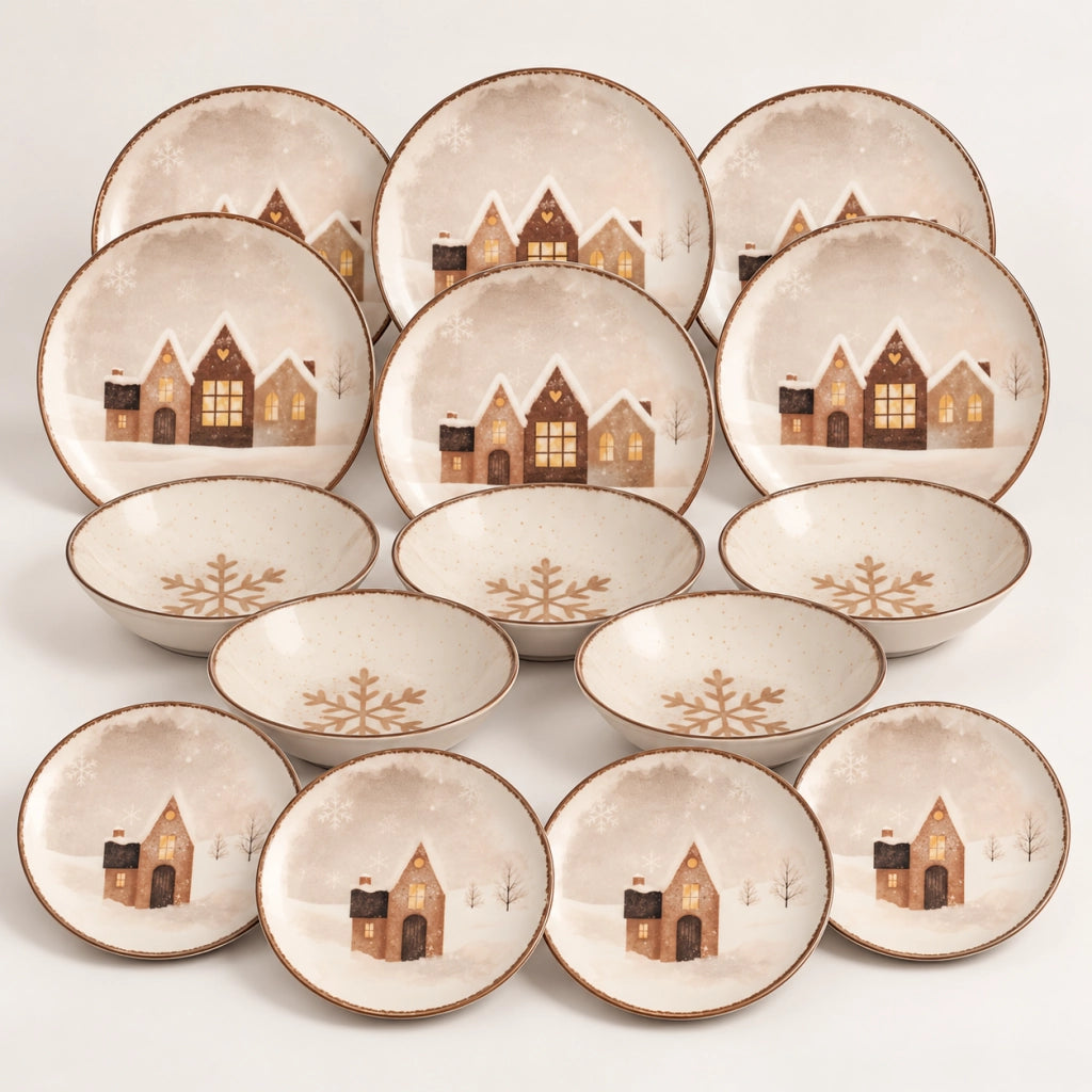 Servizio di Piatti da Tavola Natale Coupe Cinnamon Glow 18 Pezzi