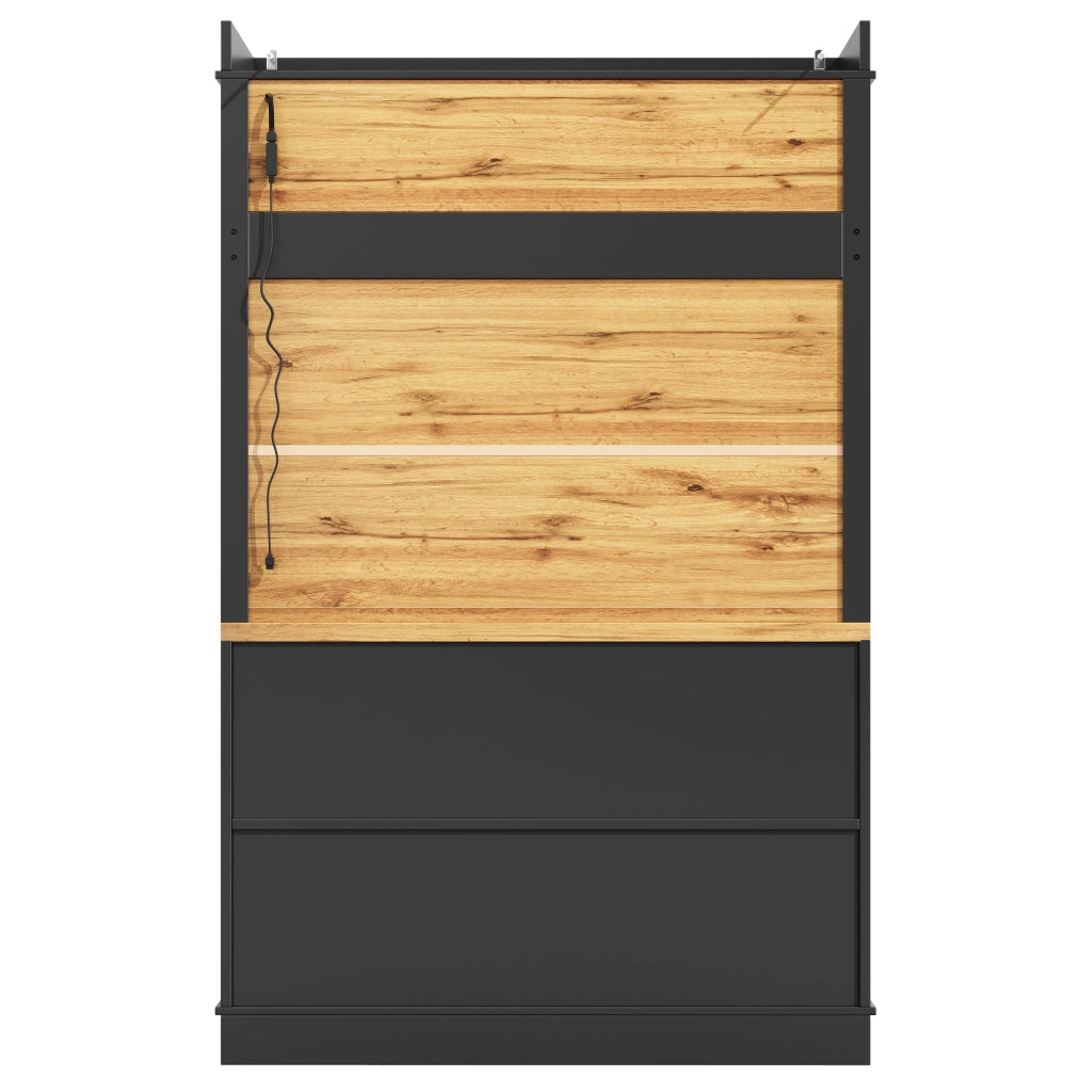 Vetrina con Ripiani e LED ¨C MINIMAL ¨C Nero, 107x43x184 cm