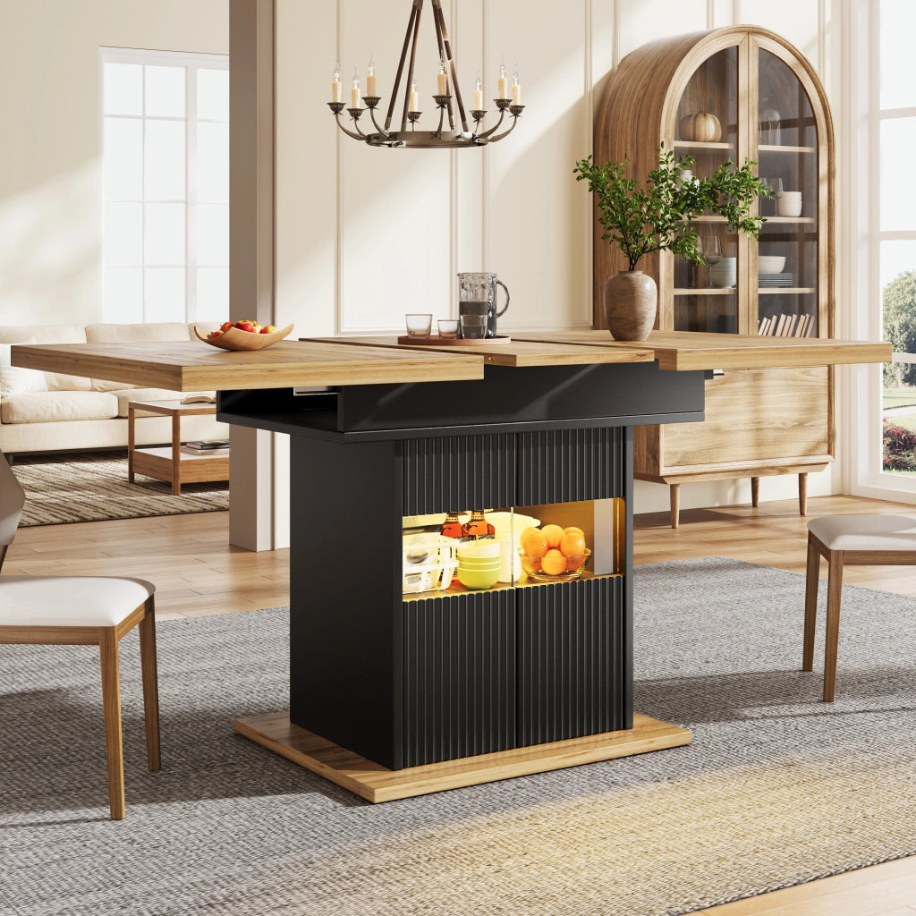 Tavolo da pranzo estensibile con contenitore LED 110-140 cm