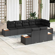 Set Divano da Giardino con cuscino 8 pcs Nero Polyrattan 3356778