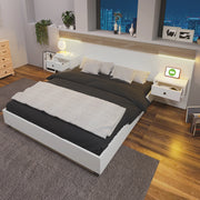 Letto matrimoniale 180x200 cm con comodini LED