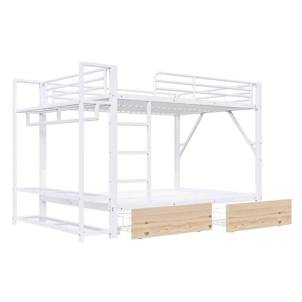 Letto a Castello con LED e Cassetti ¨C MINIMAL ¨C Bianco, 140x200