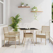 Set da Pranzo per Giardino 3 pcs Beige polyrattan 3334931