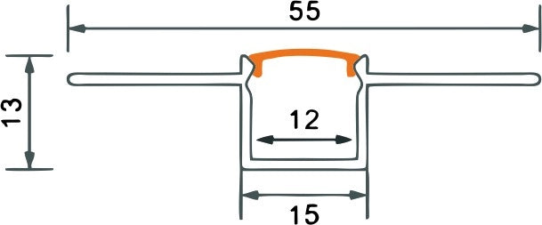 Profilo LED incasso GP03 anodizzato, diffusore opale 3m