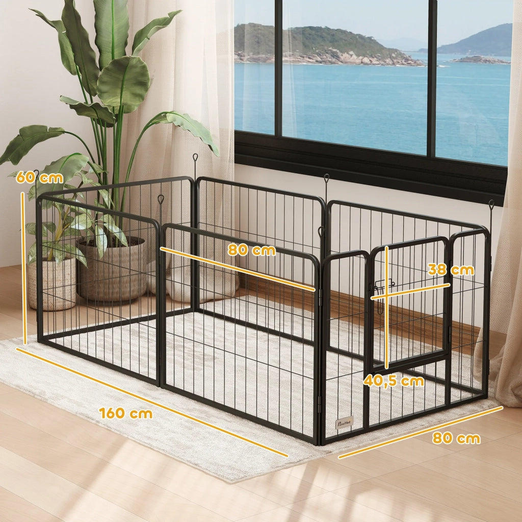 Recinto per cani modulare 160 x 80 x 60 cm pieghevole sicuro porta esterno moderno minimalista in acciaio grigio 21_0007479