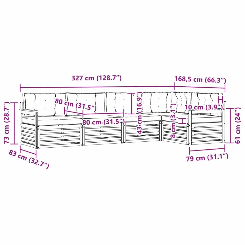 Set di divani da esterno 6 pz Bianco e Crema Poliestere 3390470