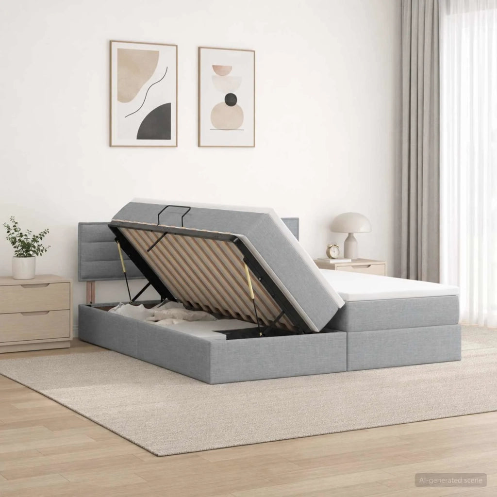 Letto con contenitore LED e materasso Grigio Chiaro 3459336