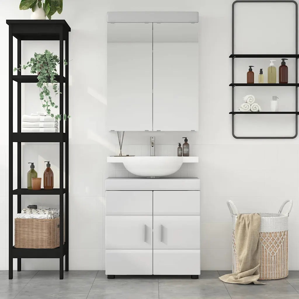 Set di mobili per il bagno con lo scaffale TULUM Bianco Lucido