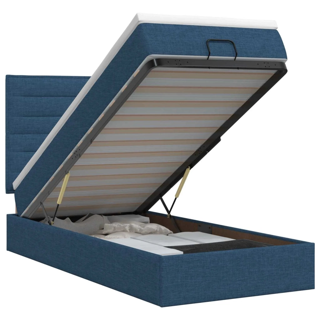 Letto ottomano con materasso Blu 100 x 200 cm Tessuto 3457389