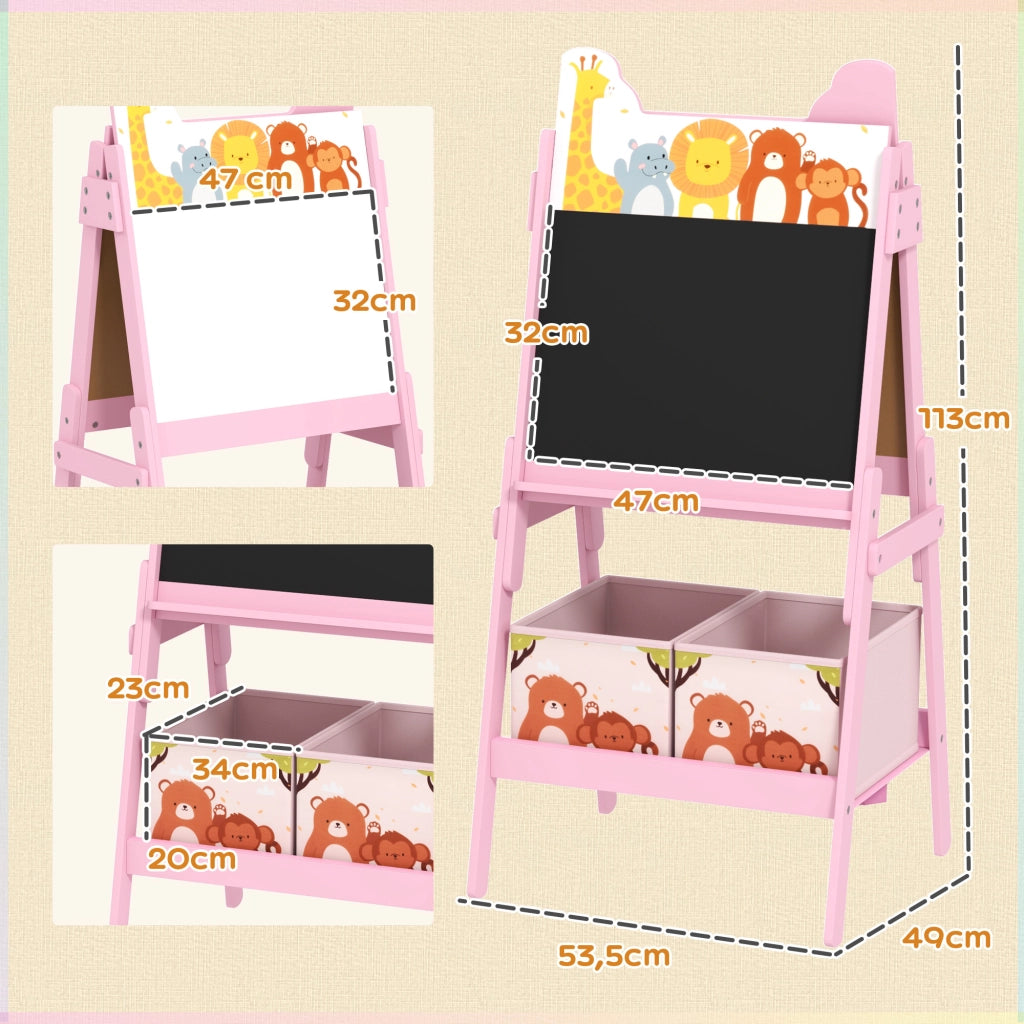 Cavalletto double face con 2 scaffali ¨C Xylo ¨C Rosa, 49x53,5x113 cm