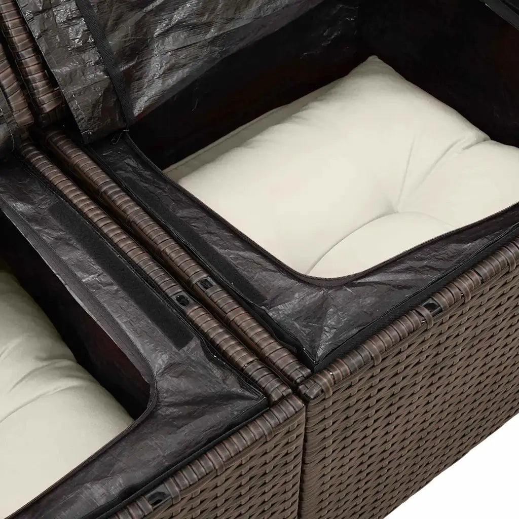 Set Divano da Giardino 4 pcs Marrone polyrattan