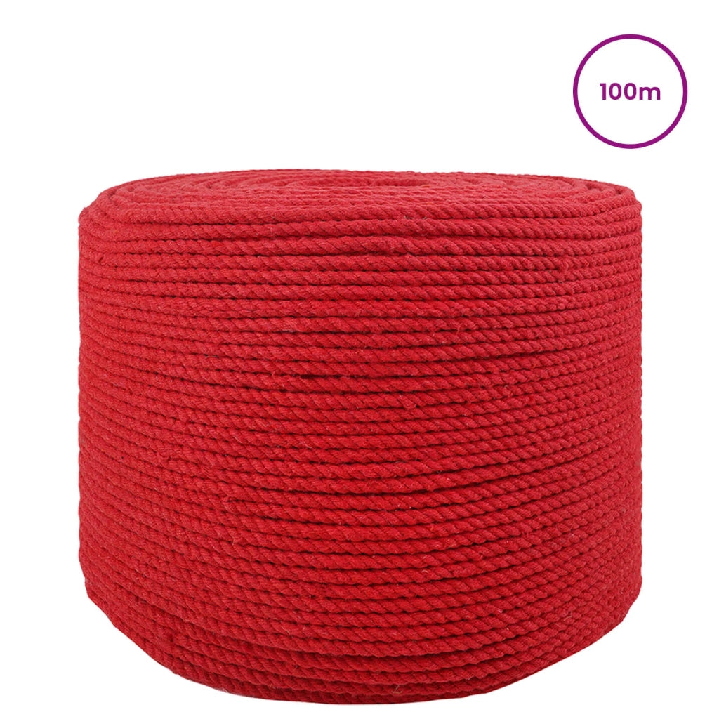 Spago di Cotone 4 mm 100 m Rosso 100% Cotone 42011894