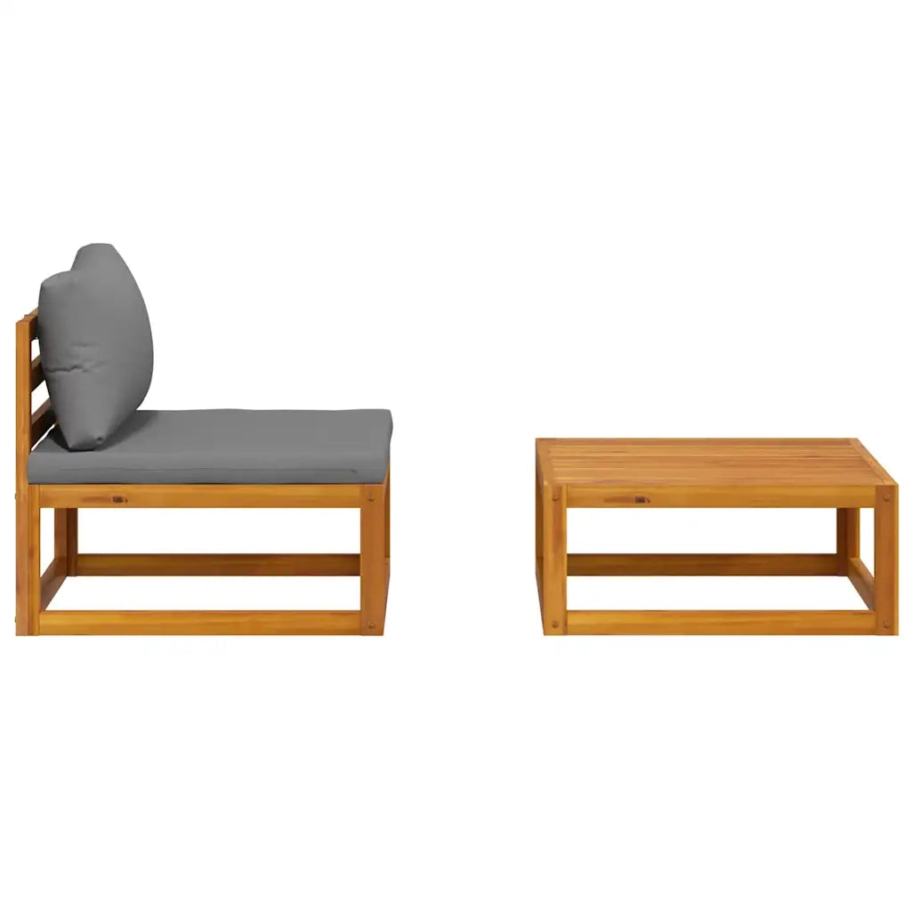 Set Divani da Giardino 2 pz con Cuscini in Massello di Acacia 311858