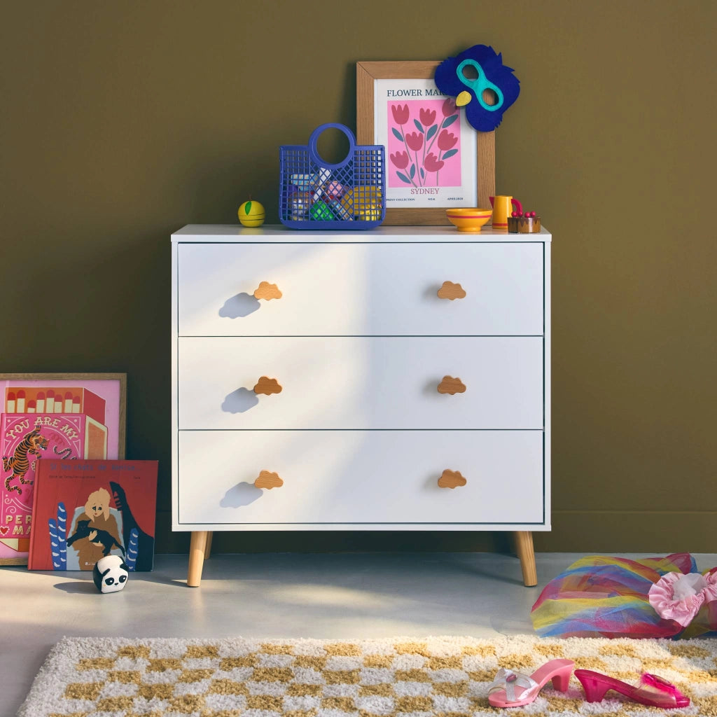 Cassettone per bambini, 3 cassetti, bianco